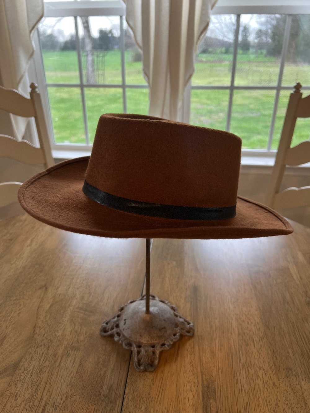 Unbranded Unisex Saddle Brown Felt Hat 6 7/8 Western Gambler